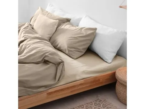 Prześcieradło flanelowe z gumką 180x200 jasny beż