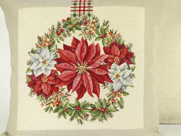 Poszewka świąteczna gobelinowa gwiazda betlejemska nr sw 277 SlodkieSny 45x45 cm gobelin