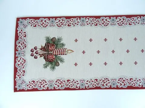 Bieżnik gobelinowy świąteczny 40x100 cm stroik ze świeczką wz 201 SlodkieSny