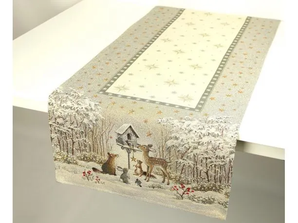 Bieżnik gobelinowy świąteczny 45x140 cm sarenka, lisek, zajączek wz 235 SlodkieSny