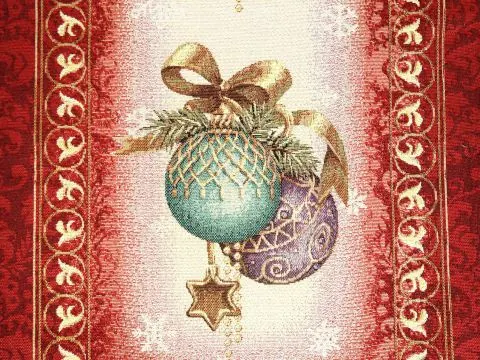 Bieżnik gobelinowy świąteczny 45x140 cm banieczki na bordowym tle wz 241 SlodkieSny