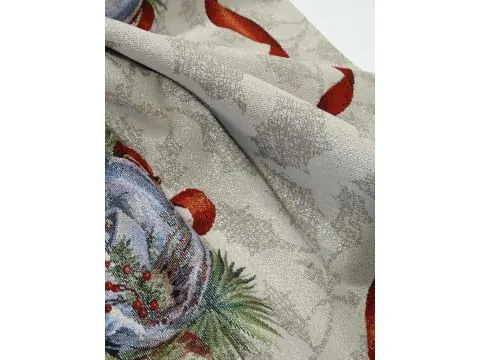 Bieżnik gobelinowy świąteczny 45x140 cm bańki z kokardką wz 204 SlodkieSny