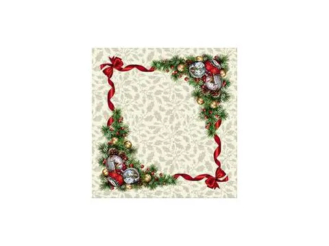 Bieżnik serweta gobelinowy świąteczny 100x100 cm bańki z kokardką wz 204 SlodkieSny