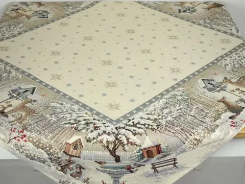Obrus gobelinowy świąteczny 100x100 cm sarenka, lisek, zajączek wz 235 SlodkieSny