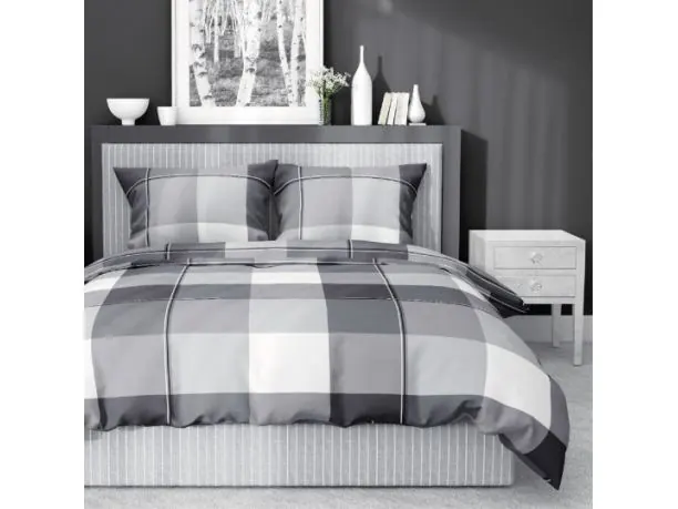 Pościel satynowa 220x200+2/70x80/ szara krakta wz 4533 b