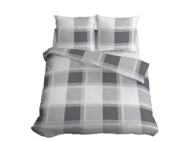Pościel z bawełny 220x200 +2/70x80 szara krateczka wz.4459 b