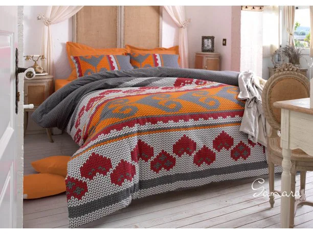 Komplet pościeli 4 el. z bawełny Samara Orange 160x200