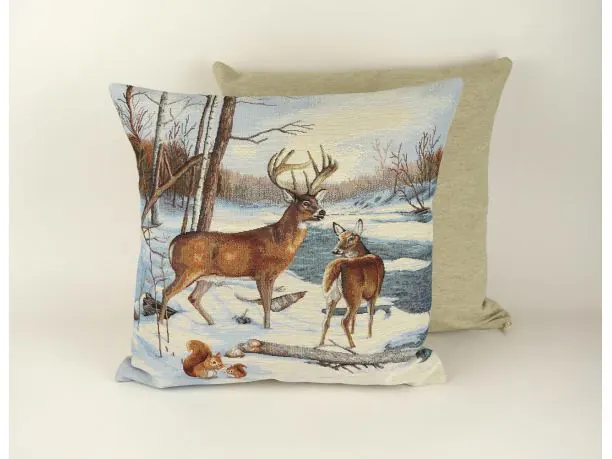 Poszewka świąteczna gobelinowa sarenka, jeleń zimą nr sw 290 SlodkieSny 45x45 cm gobelin