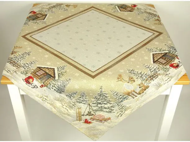 Obrus gobelinowy świąteczny 100x100 cm renifery zimą nr. 274 SlodkieSny