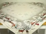 Obrus gobelinowy świąteczny 100x100 cm chatki, jeleń, sarenka zimą nr sw 287 SlodkieSny