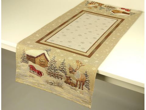 Bieżnik gobelinowy świąteczny 40x100 cm renifery zimą nr. 274 SlodkieSny