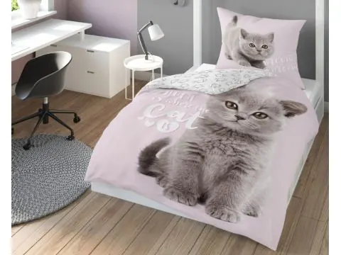 Pościel z bawełny dla dzieci 140x200+70x80 kotek Holland holenderska