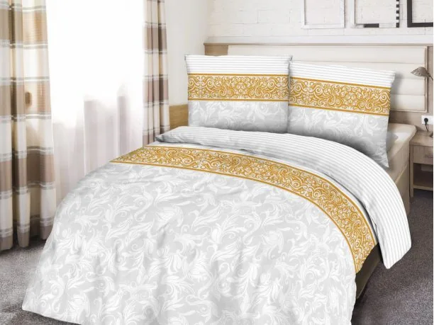 Komplet pościeli z satyny bawełnianej - Angelica White - 140x200 + 70x80