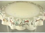 Obrus gobelinowy świąteczny śr. 140 cm święta chatki, jeleń, sarenka zimą nr sw 287 SlodkieSny okrągły