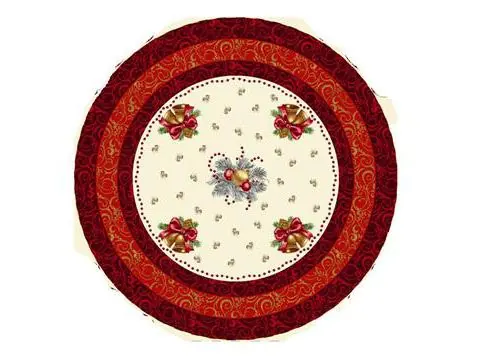 Obrus gobelinowy świąteczny śr. 140 cm dzwoneczki, bańki nr sw 219 SlodkieSny okrągły