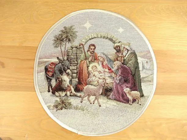 Serwetka gobelinowa świąteczna śr. 27 cm szopka wz 279 SlodkieSny okrągły