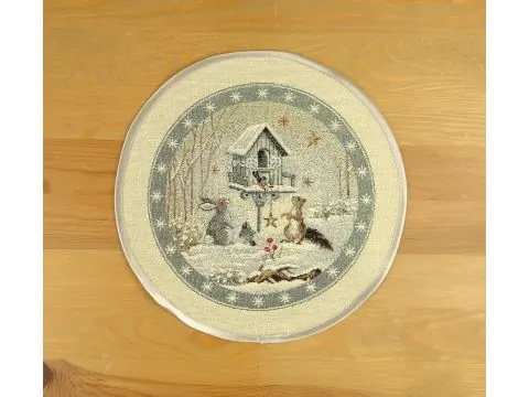Serwetka gobelinowa świąteczna śr. 27 cm sarenka, lisek, zajączek wz 235 SlodkieSny okrągły