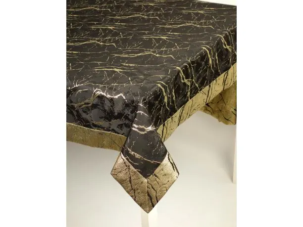 Obrus dekoracyjny 140x240 cm czarno złoty marmurek SlodkieSny plamoodporny dwustronny