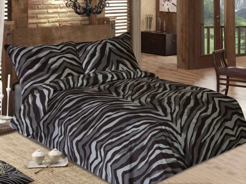 Komplet pościeli z satyny bawełnianej Bengal Black 140x200