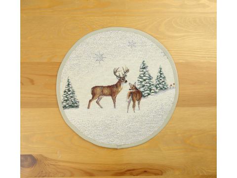 Serwetka gobelinowa świąteczna śr. 27 cm sarenka wz. 260 SlodkieSny okrągły