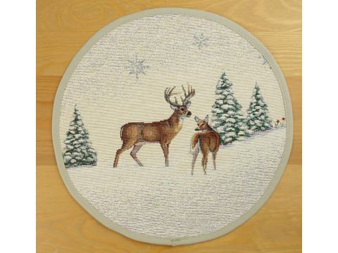 Serwetka gobelinowa świąteczna śr. 27 cm sarenka wz. 260 SlodkieSny okrągły
