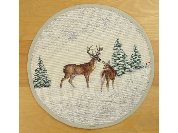 Serwetka gobelinowa świąteczna śr. 27 cm sarenka wz. 260 SlodkieSny okrągły