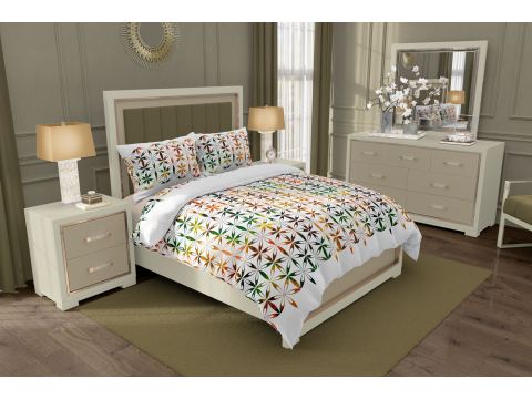 Pościel z bawełny 160x200 +2/70x80 Hexagon kolorowy wzorek  Gold Collection