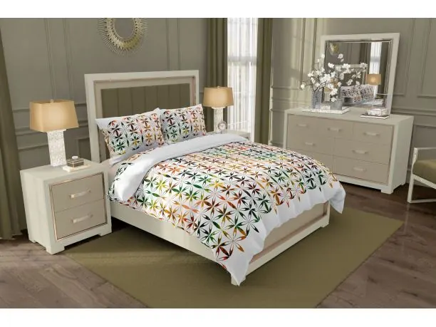 Pościel z bawełny 140x200 +1/70x80 Hexagon kolorowy wzorek Gold Collection