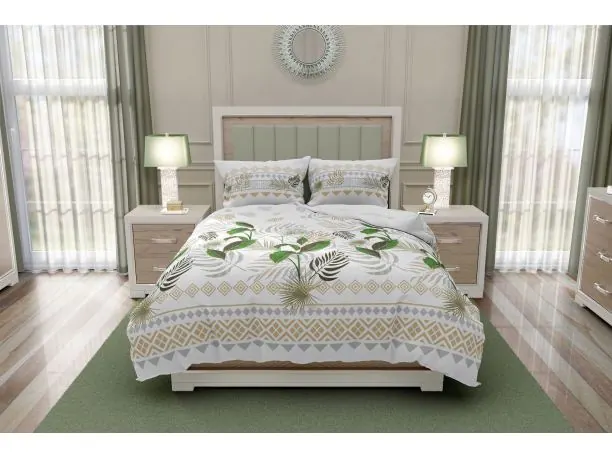 Pościel satynowa 140x200+1/70x80 Palmy Silver collection