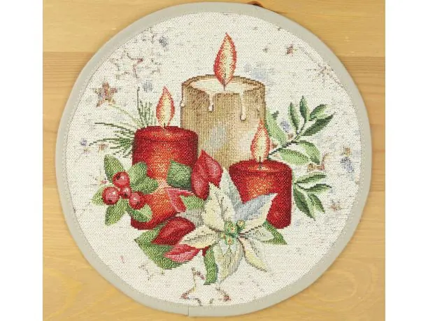Serwetka gobelinowa świąteczna śr. 23 cm stroik wz. 294 SlodkieSny okrągły