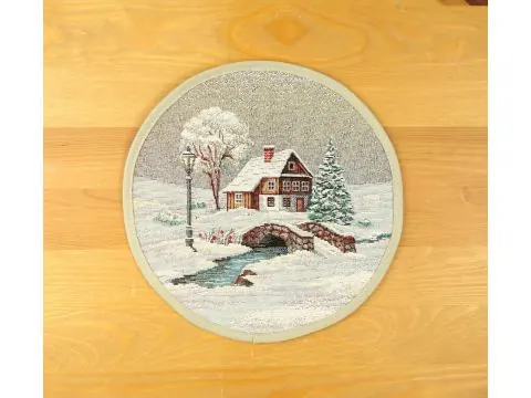 Serwetka gobelinowa świąteczna śr. 23 cm zima wz. 287 SlodkieSny okrągły