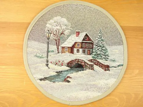 Serwetka gobelinowa świąteczna śr. 23 cm zima wz. 287 SlodkieSny okrągły