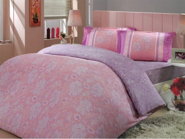 Pościel 4 el. z satyny bawełnianej Sienna Pink 160x200