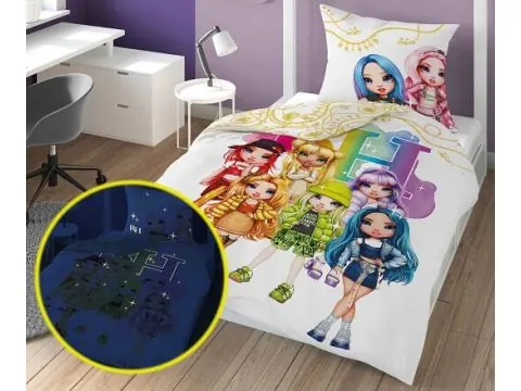 Pościel z bawełny dla dzieci 140x200+70x80 rainbow high fluo 01