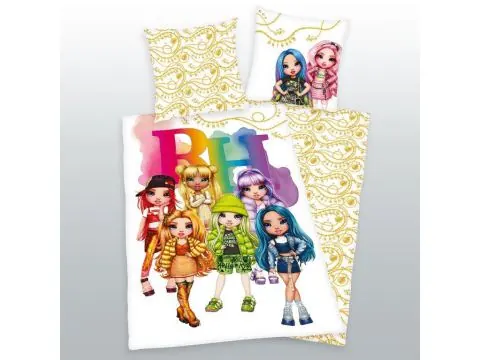 Pościel z bawełny dla dzieci 160x200+70x80 rainbow high fluo 01