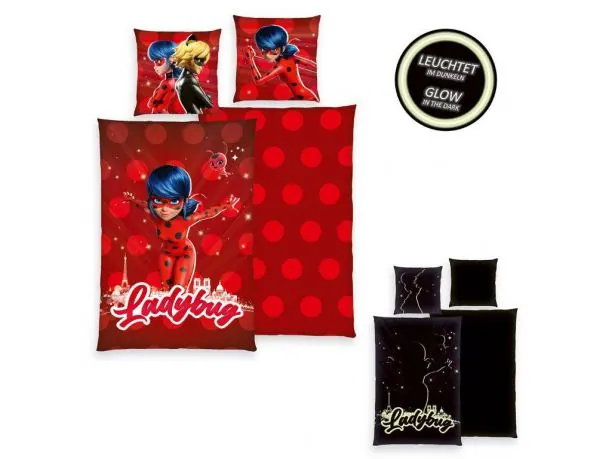 Pościel z bawełny dla dzieci 160x200+70x80 ladybung fluo 04