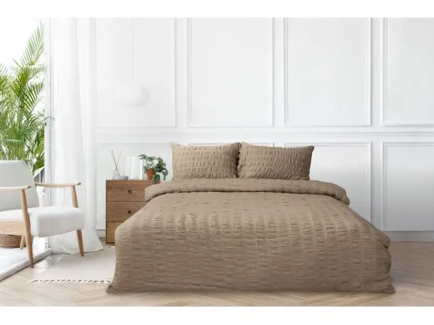 Pościel satyna Gofrowana 220x200 +2/70x80 ciemny grafit 044