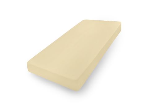 Prześcieradło jersey z laycrą 120x200 + 30 cm z gumką kremowe lycra