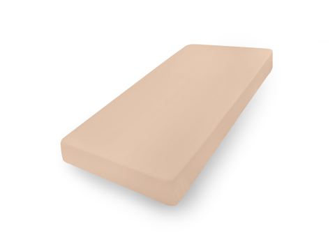 Prześcieradło jersey z laycrą 120x200 + 30 cm z gumką jasnobeżowe lycra