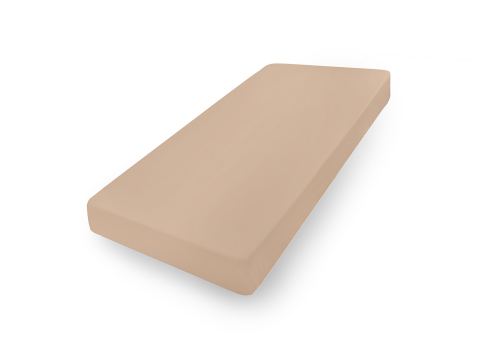 Prześcieradło jersey z laycrą 120x200 + 30 cm z gumką beżowe lycra