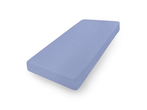 Prześcieradło jersey z laycrą 120x200 + 30 cm z gumką niebieskie  lycra