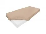 Prześcieradło jersey z laycrą 140x200 + 30 cm z gumką beżowe lycra