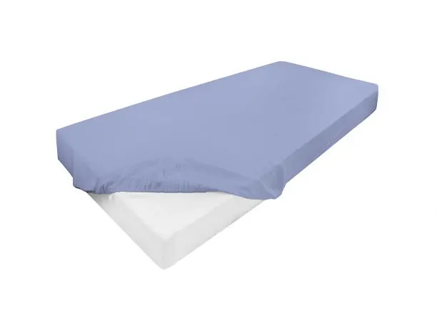 Prześcieradło jersey z laycrą 140x200 + 30 cm z gumką niebieskie lycra