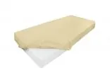 Prześcieradło jersey z laycrą 160x200 + 30 cm z gumką kremowe lycra