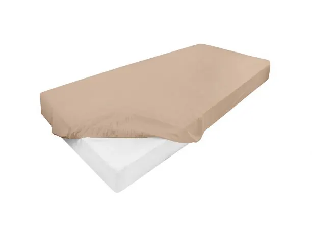 Prześcieradło jersey z laycrą 180x200 + 30 cm z gumką beżowe lycra