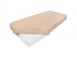 Prześcieradło jersey z laycrą 220x200 + 30 cm z gumką jasnobeżowe lycra