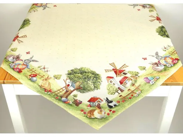 Obrus gobelinowy wielkanocny 100x100 cm zajączki, wiatrak wz 307 SlodkieSny