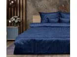 Pościel 220x200 +2/70x80 adamaszkowa granatowa pasek 1 cm matex adamaszek