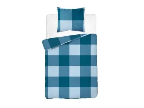 Pościel z bawełny 140x200 +1/70x80 kratka turkusowa wz.4846 a detexpol