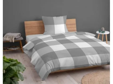 Pościel z bawełny 140x200 +1/70x80 kratka szara wz.4846 b detexpol